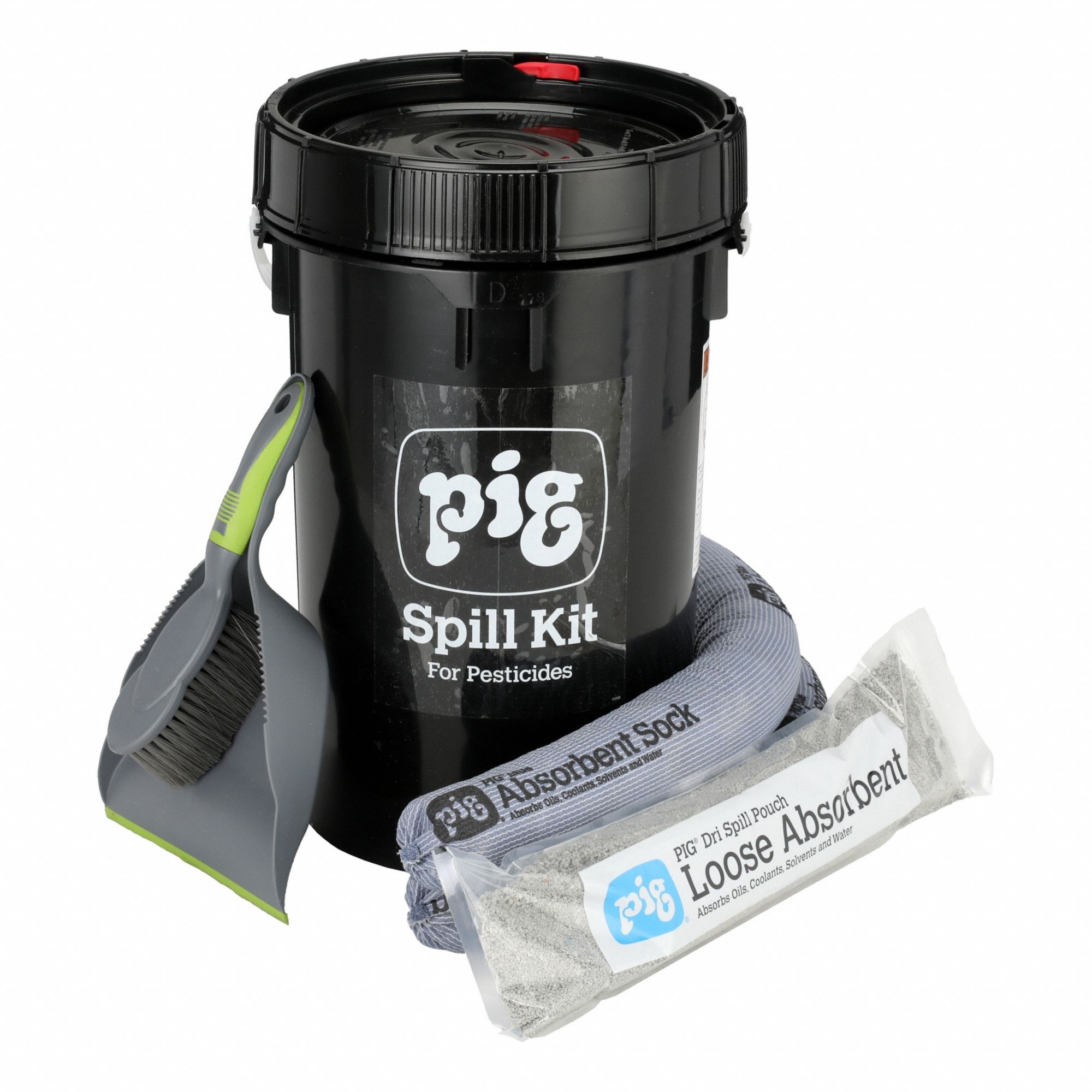 Spill Kit: 6 1/2 gal Container Capacity, Bucket, 4 gal Volume Absorbed Per Kit, Black