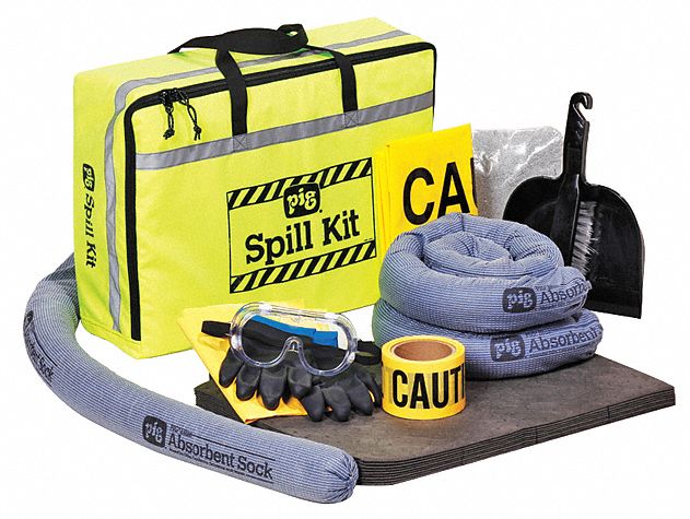 SPILL KIT, 5 GALLON ABSORBED PER KIT, APRON/GOGGLES/NEOPRENE GLOVE