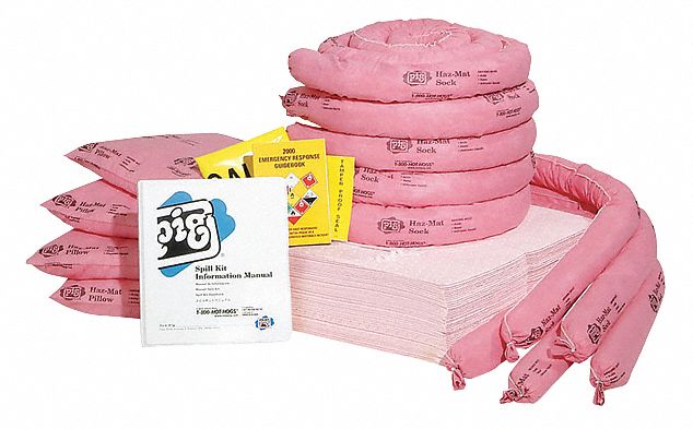 Spill Kit Refill: Box, 27 gal Volume Absorbed Per Kit, Pink, 30RE88