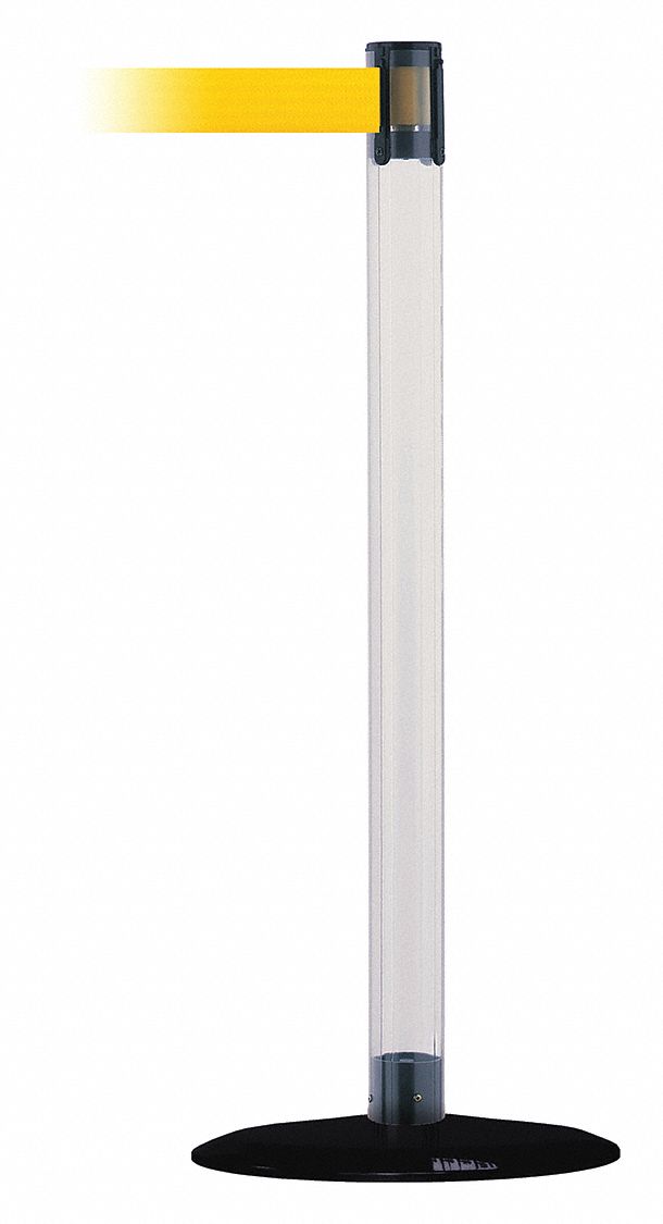 Barrier Post w/ Belt, 7-1/2 ft. L, Yellow