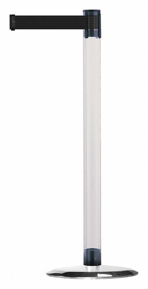 Barrier Post with Belt, Metal, 7-1/2 ft. L