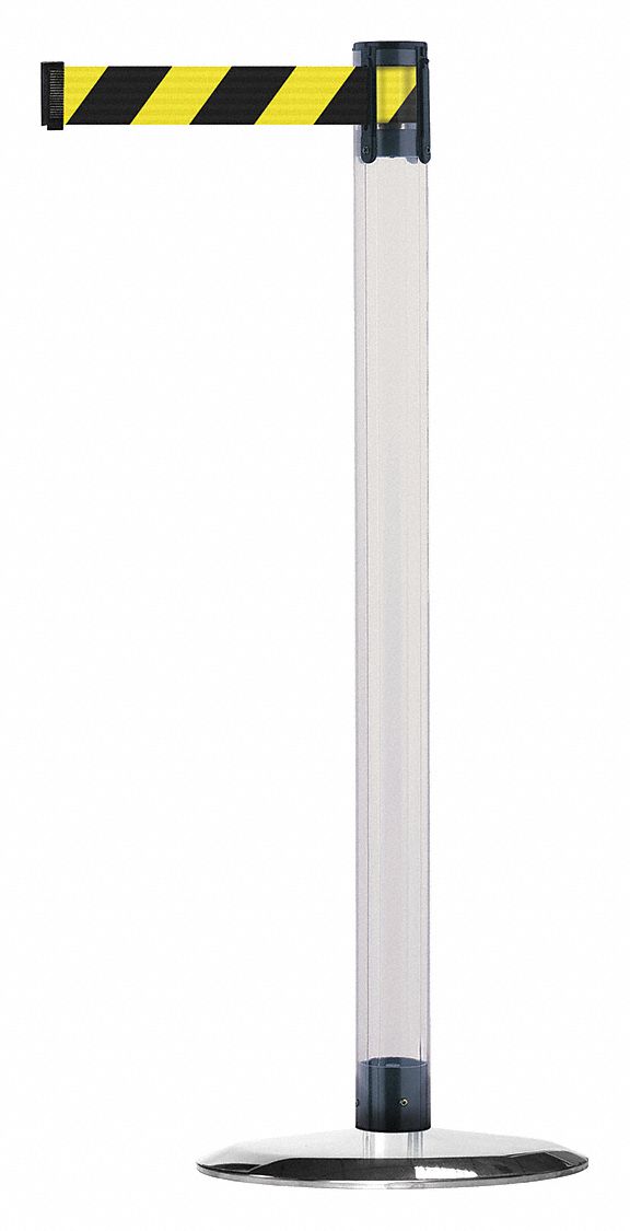 Barrier Post with Belt, Metal, 7-1/2 ft. L
