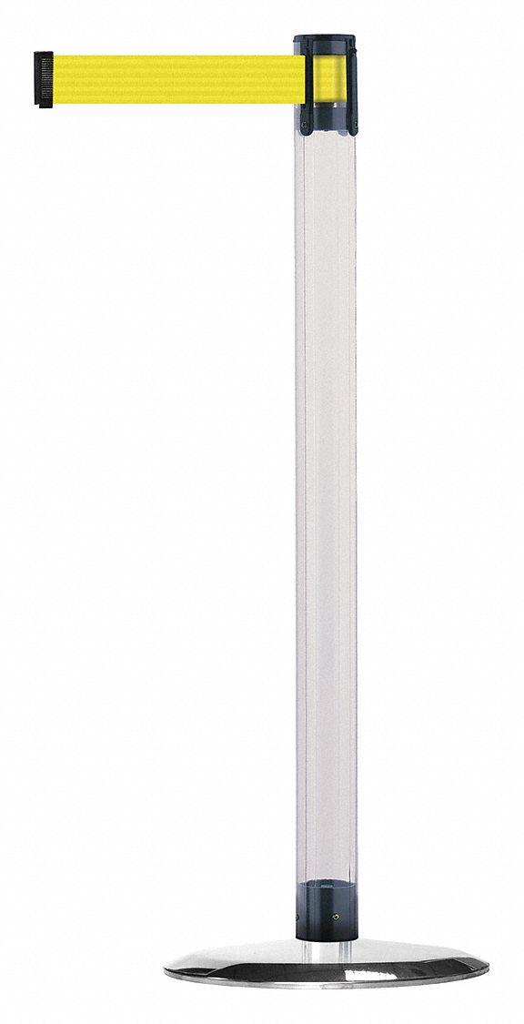 Barrier Post with Belt, Metal, 13 ft. L
