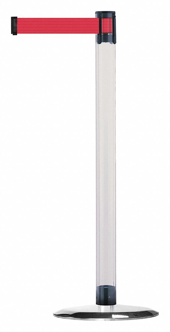 Barrier Post with Belt, Metal, 13 ft. L