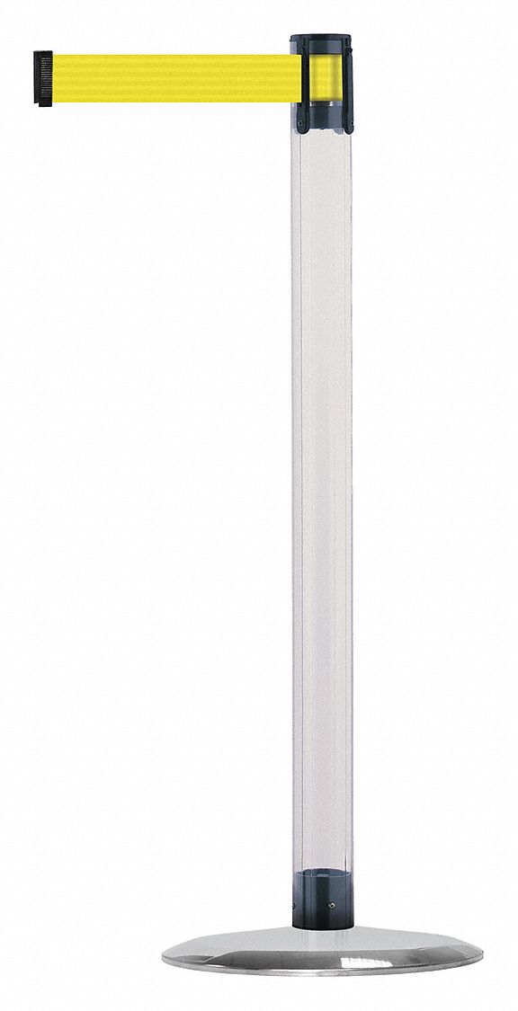 Barrier Post with Belt, Metal, 7-1/2 ft. L