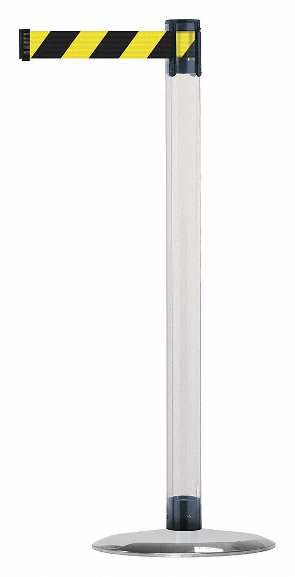 Barrier Post with Belt, Metal, 7-1/2 ft. L
