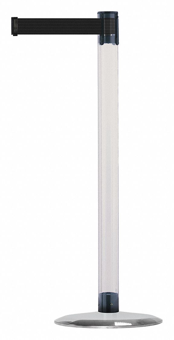 Barrier Post with Belt, Metal, 13 ft. L