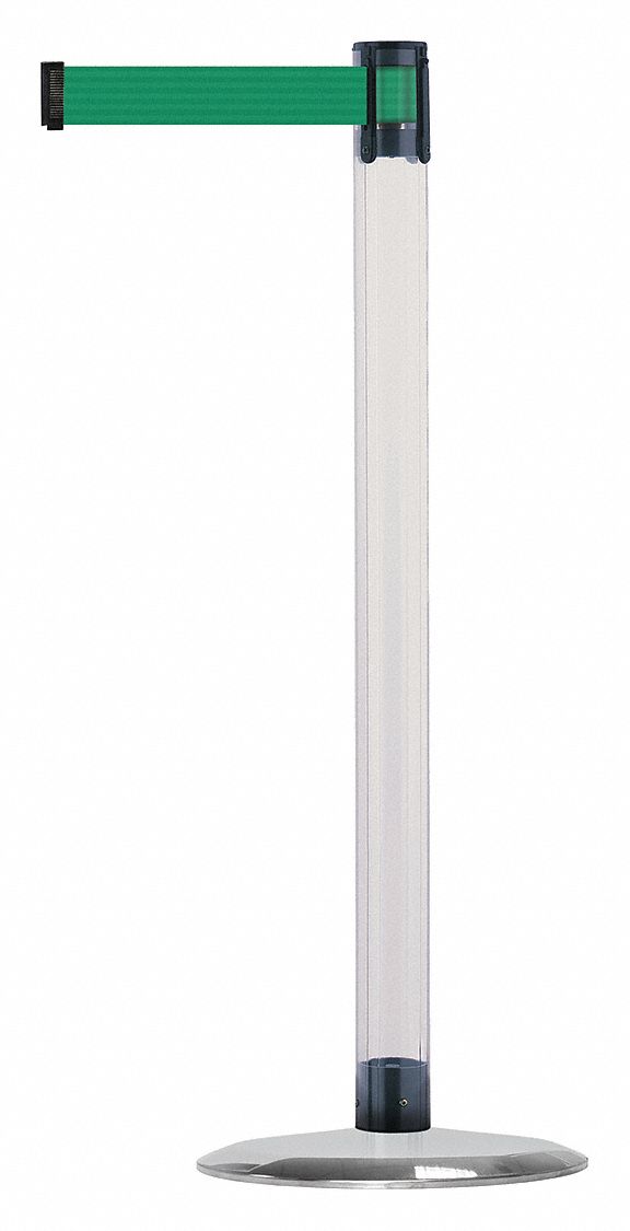 Barrier Post with Belt, Metal, 13 ft. L