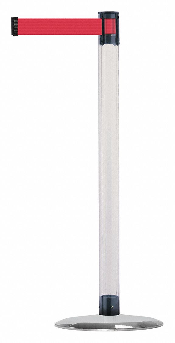 Barrier Post with Belt, Metal, 13 ft. L