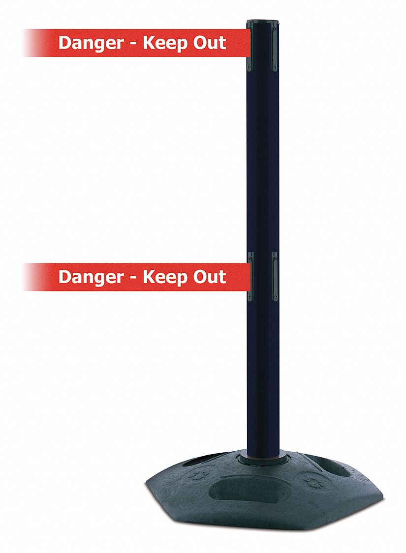 Barrier Post with Belt, Heavy Duty Rubber