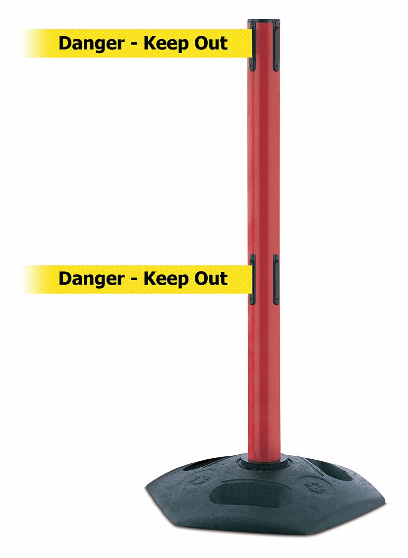Barrier Post with Belt, Heavy Duty Rubber