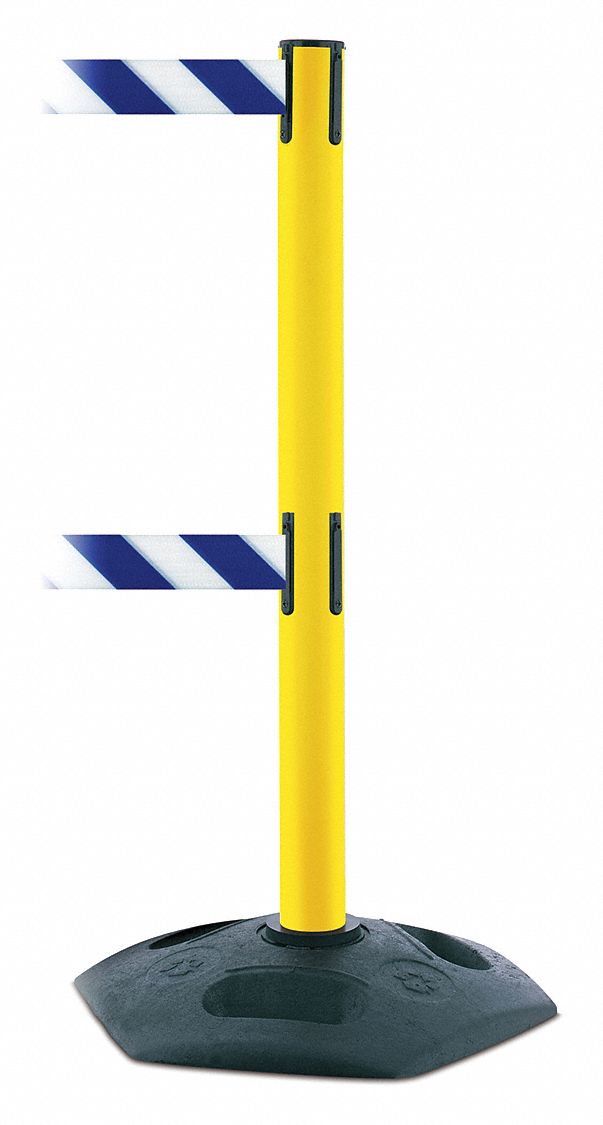 Barrier Post w/ Belt, Blue/White Striped
