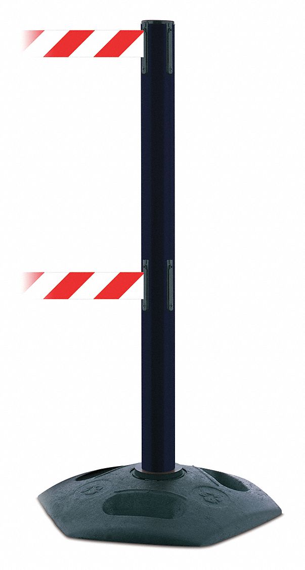 Barrier Post with Belt, Red/White Striped