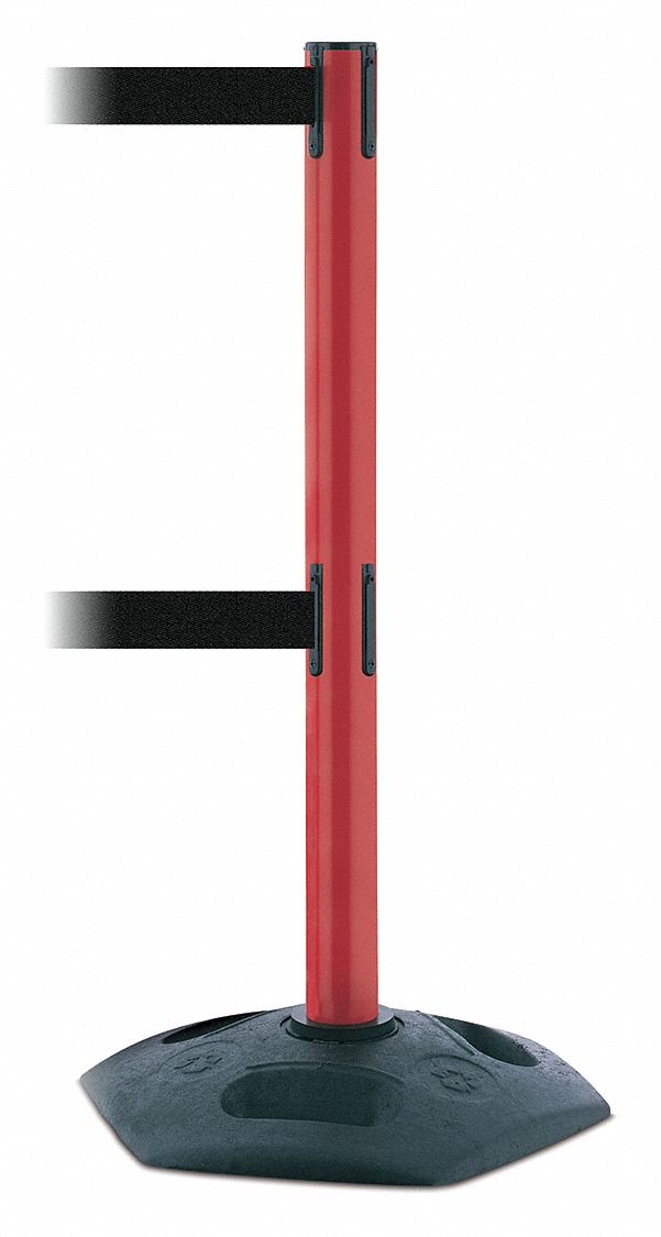 Barrier Post with Belt, 13 ft. L, Black