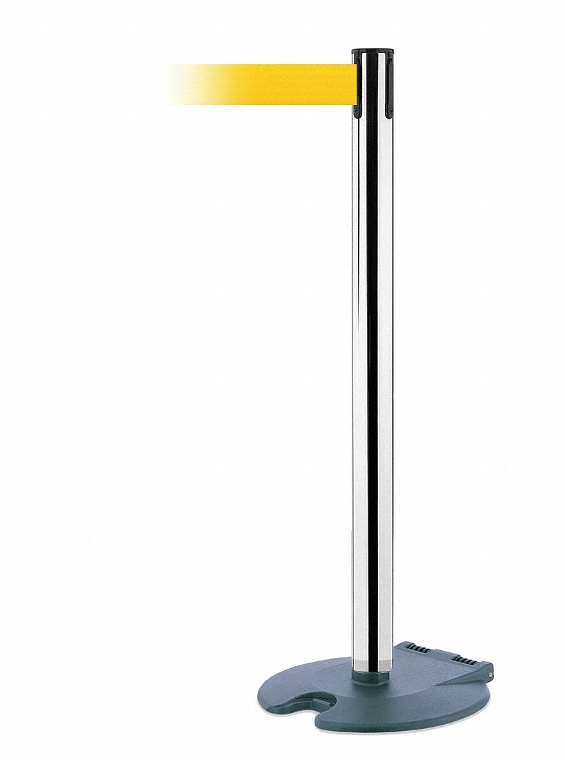 BARRIER POST WITH YELLOW BELT,38" H