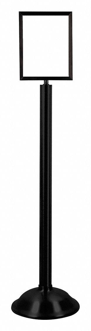 Floor Sign Holder: Steel, 48 3/8 in Ht, Black, 11 in Compatible Sheet Ht
