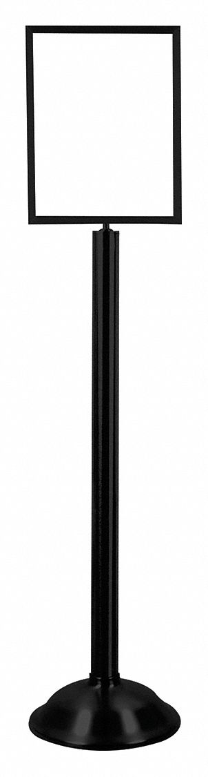 Floor Sign Holder: Steel, 51 3/8 in Ht, Black, 14 in Compatible Sheet Ht