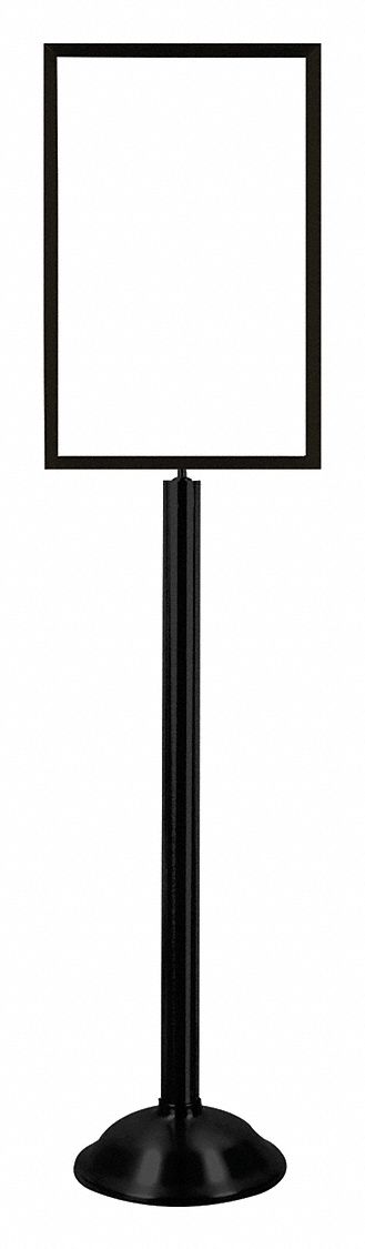 Floor Sign Holder: Steel, 59 1/2 in Ht, Black, 22 in Compatible Sheet Ht