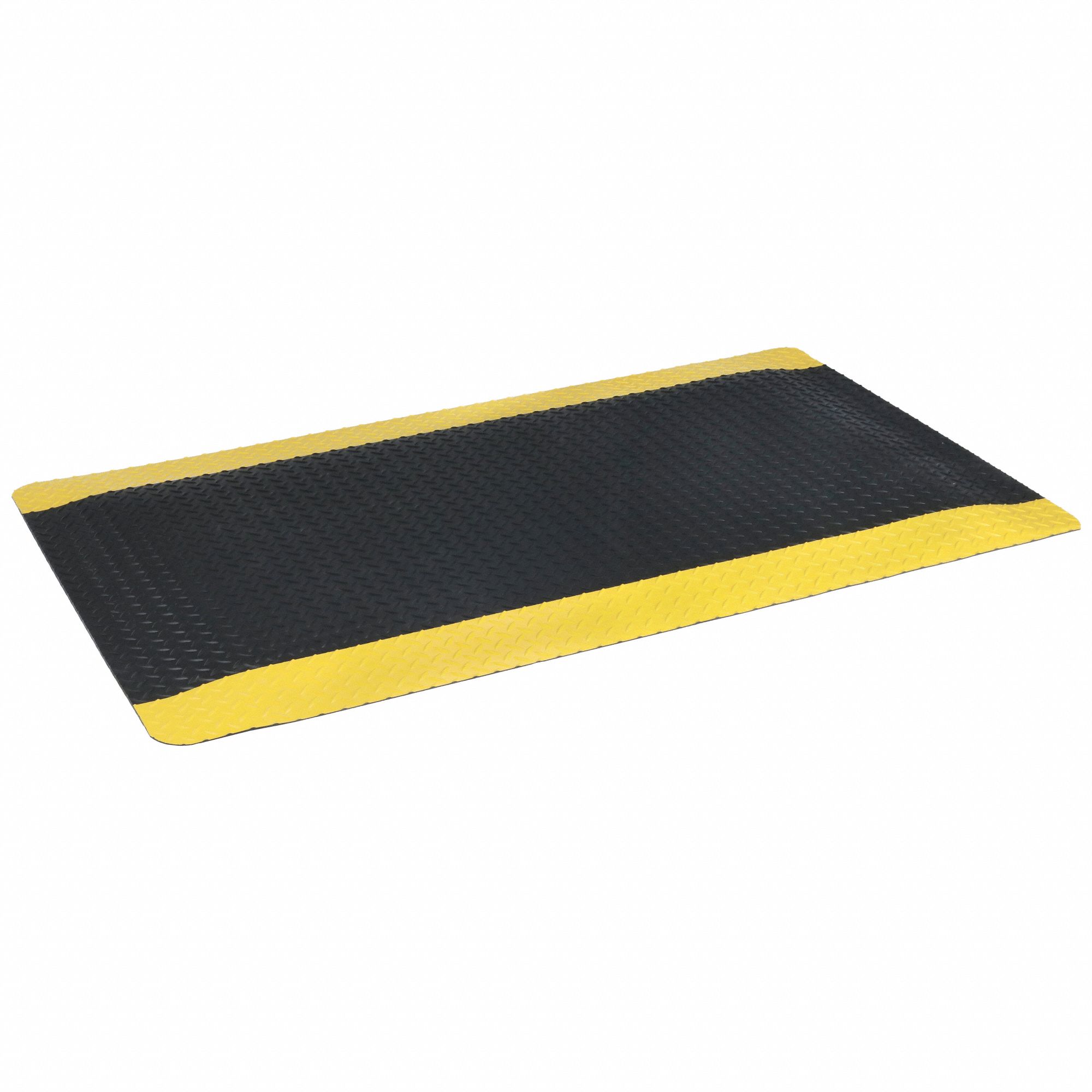TAPIS ANTIFATIGUE, NOIR, JAUNE, ÉPAISSEUR 1 PO, MOUSSE PVC/CAOUTCHOUC NITRILE, 5 X 3 PI, BISEAUTÉ, RECTANGLE