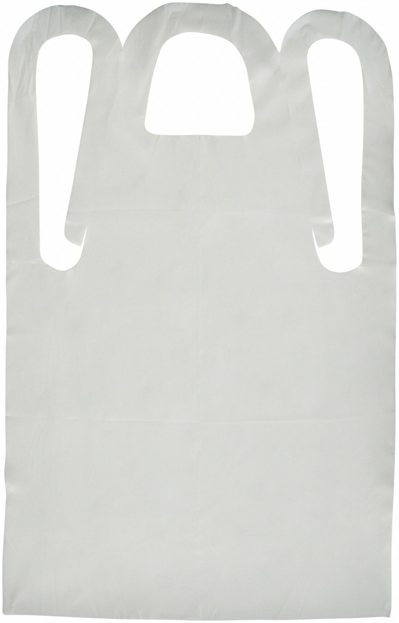 CHEMICAL-RESISTANT BIB APRON, 1.75 MIL, 45 IN L, TIE, SEAMLESS, 28 X 45 IN, 100 PK