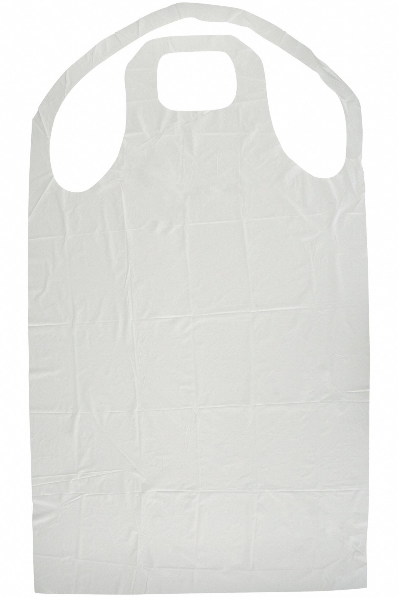 Bib Apron: Vinyl, 6 mil Thick, Shin, Hook-and-Loop, Tie, White, Universal, 72 PK