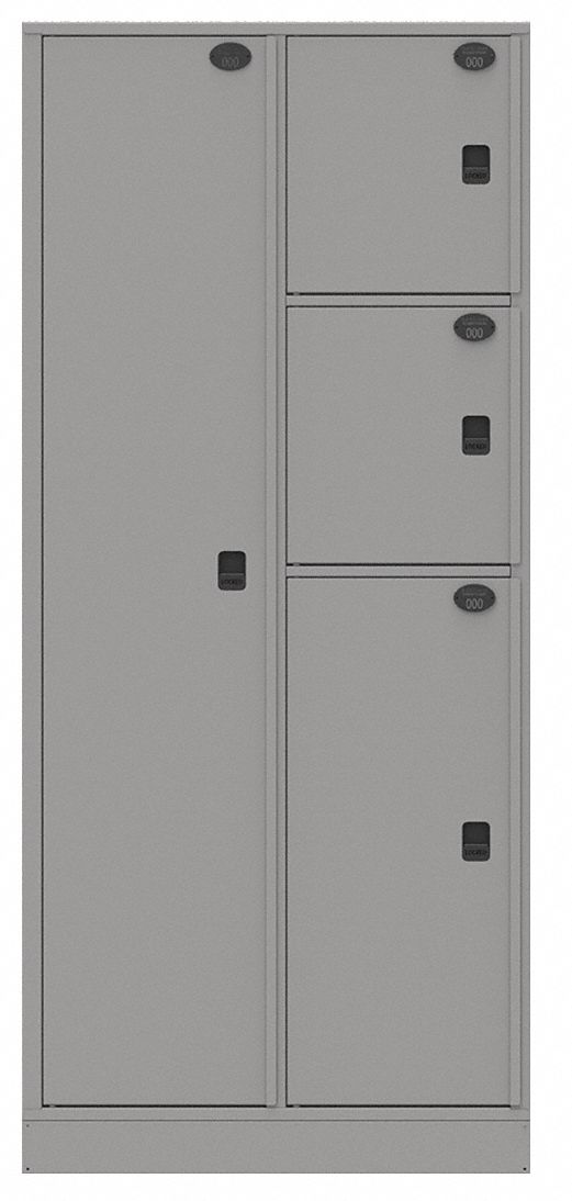 Law Enforcement Evidence Locker: Non-Pass-Through Backing, Slam Latch, 4 Compartments, Gray
