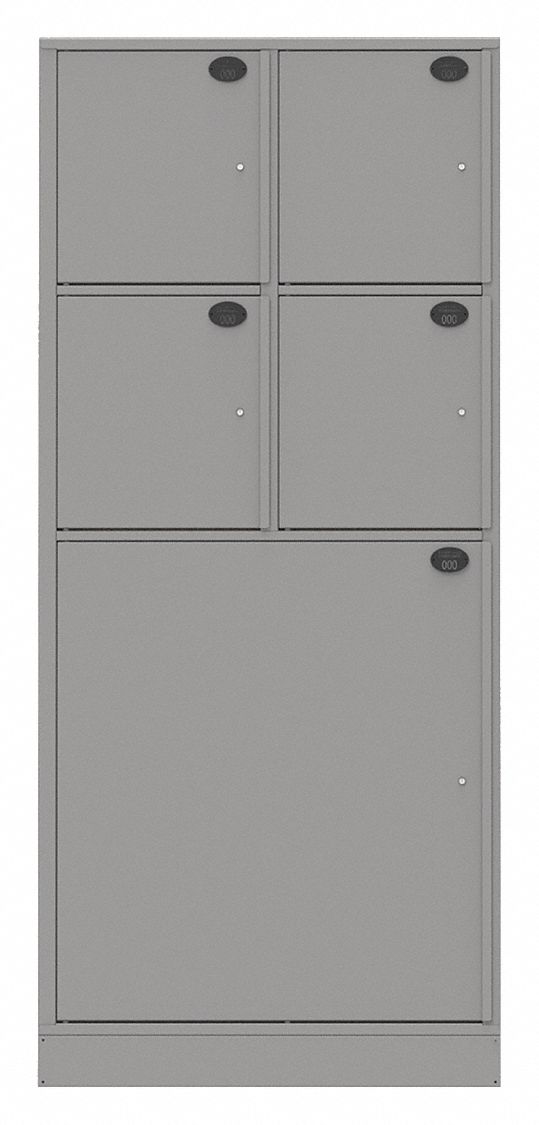 Law Enforcement Evidence Locker: Non-Pass-Through Backing, Slam Latch, 5 Compartments, Gray