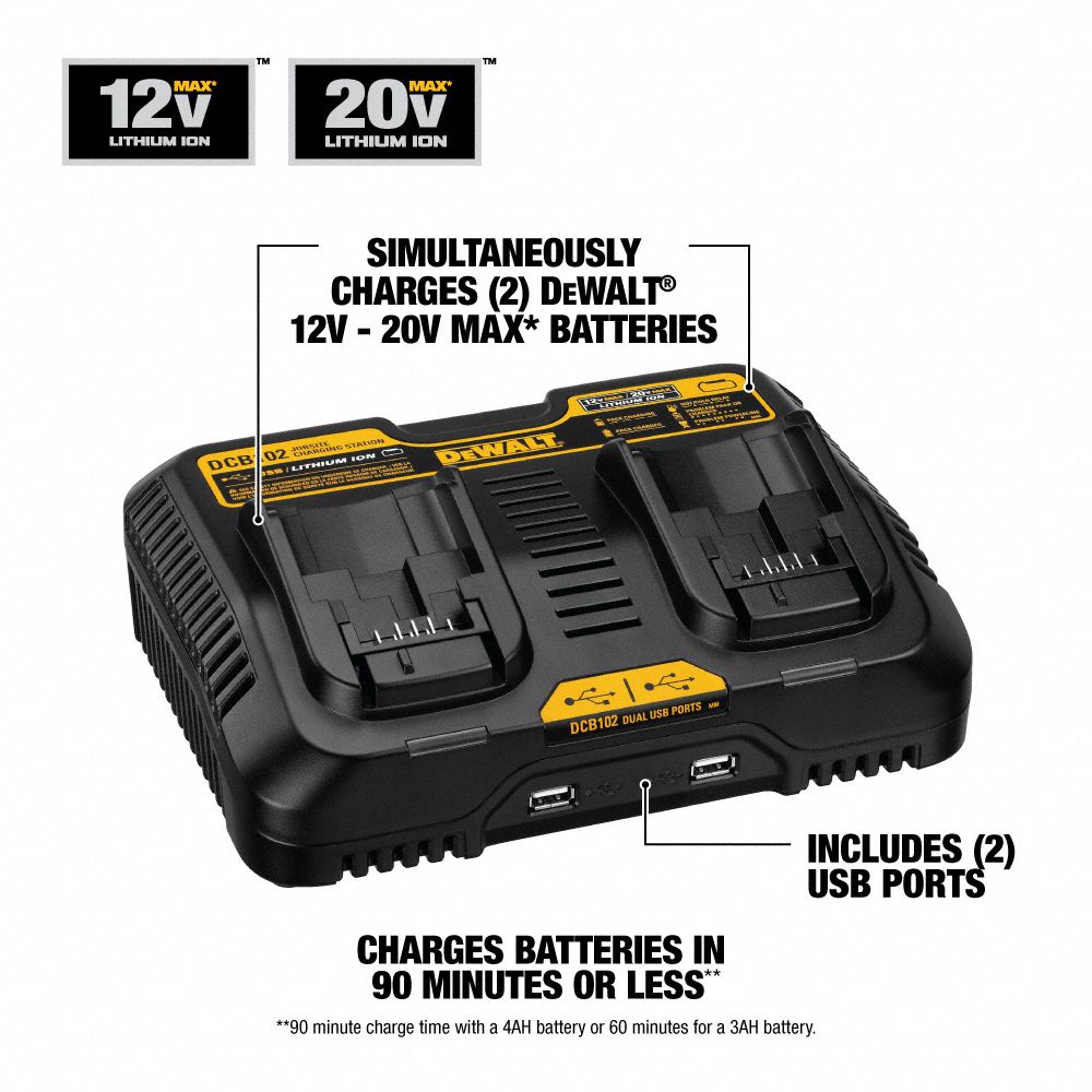 DEWALT Battery Charger DEWALT®, MultiPort Simultaneous Charging, For