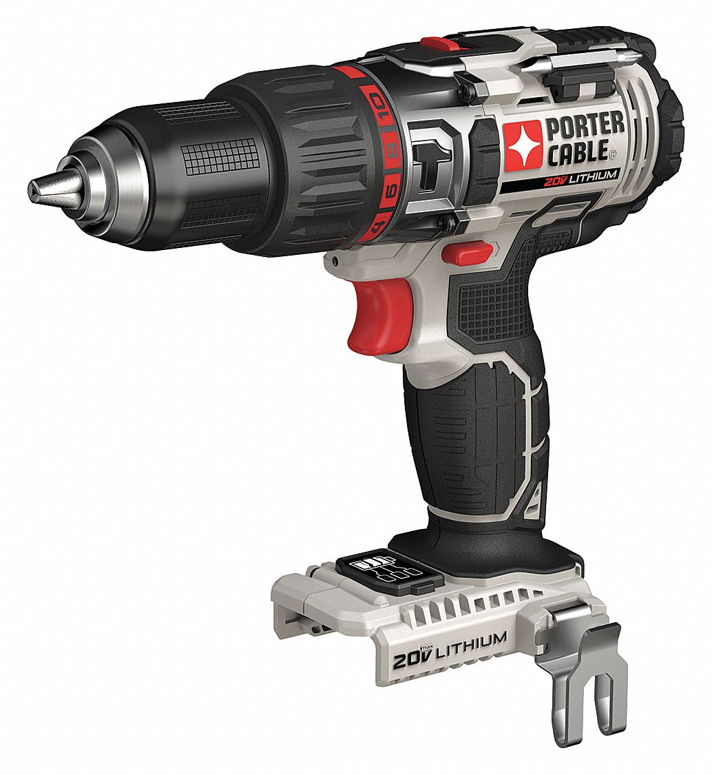 Hammer Drill: 20V DC, Gen Purpose, 1/2 in Chuck, 2 Speeds, 21.2 ft-lb, 27, 200 bpm