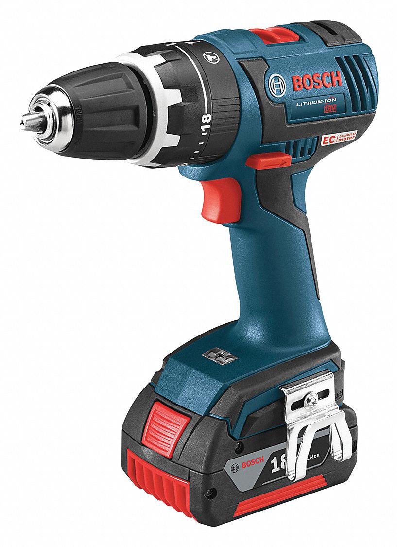 BOSCH 1/2" Cordless Hammer Drill/Driver Kit, 18.0 Voltage, Battery