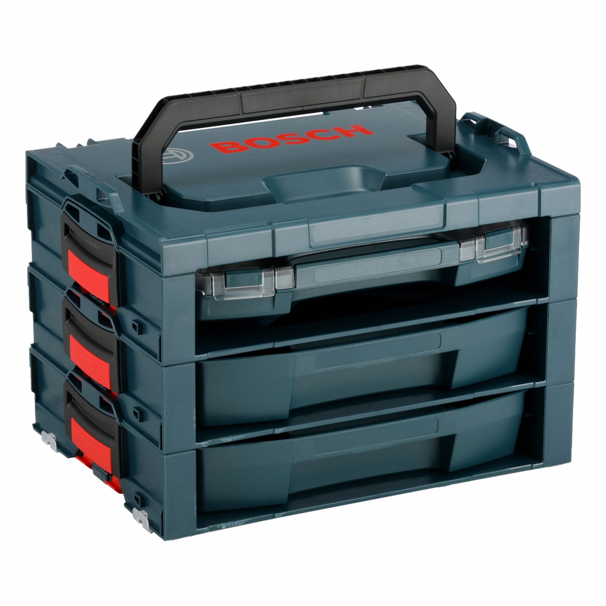 Tool Case: 13 1/2 in W 17 1/2 in D 12 in H, Plastic, Blue, 3 Compartments