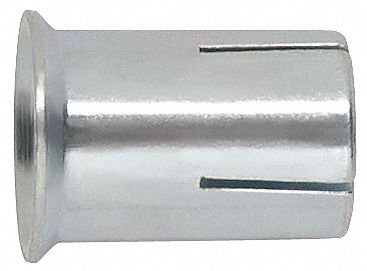 Expansion Anchor: 1/2"-13 Thread Size, 1 in Overall Lg, 1/2 in Dia, Steel, Zinc Plated, 50 PK
