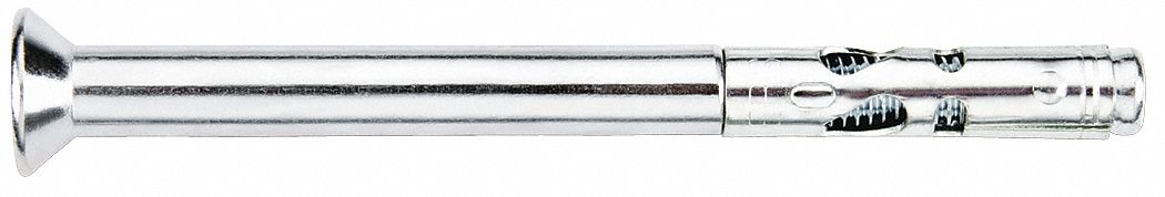 Sleeve Anchor: 2 in Overall Lg, 1/4 in Dia, #10-24 Thread Size, Steel, Zinc Plated, 100 PK