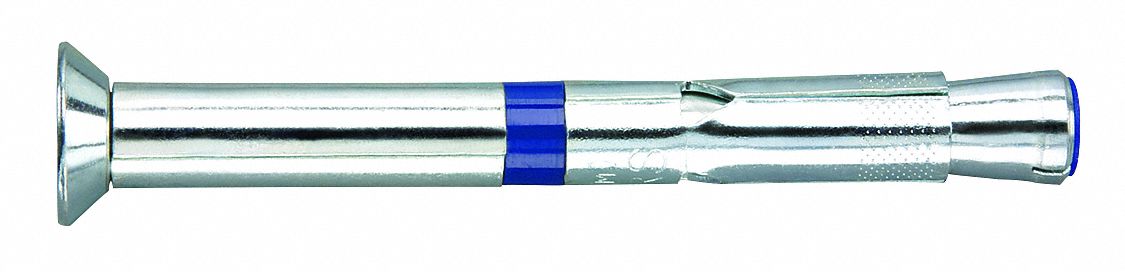 Sleeve Anchor: 3 3/4 in Overall Lg, 3/8 in Dia, 5/16"-18 Thread Size, Steel, Flat, 50 PK