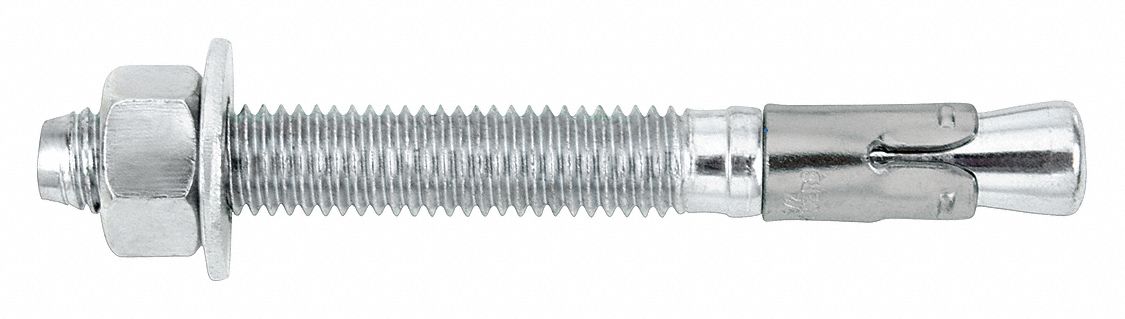 Wedge Anchor: 3 1/2 in Overall Lg, 3/8 in Dia, 3/8"-16 Thread Size, 2 1/4 in Thread Lg, 50 PK