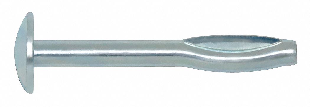 Pre-Expanded Anchor: 1/4 in Dia, 1 1/2 in Overall Lg, Round, Steel Drive Anchors, 100 PK