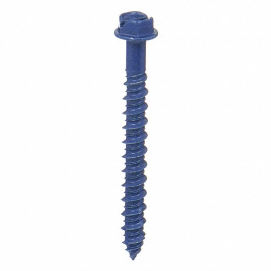 Hex Washer Concrete Screw, 3/16 in Dia. x 1 1/4 in, Steel, Permaseal