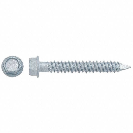 Hex Washer Concrete Screw, 1/4 in Dia. x 4 in, Stainless Steel