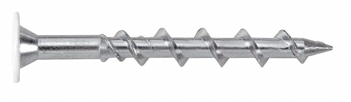 Wall Anchor Screw: 1/4 in Dia, 2 in Overall Lg, Steel, Wafer, Phillips, Steel, Plain, Screw, 100 PK