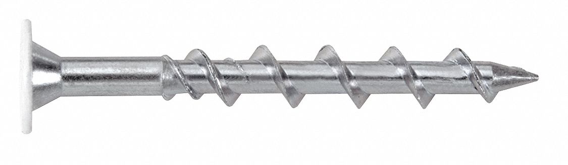 Wall Anchor Screw: 1/4 in Dia, 2 1/2 in Overall Lg, Steel, Wafer, Phillips, Steel, Plain, 100 PK