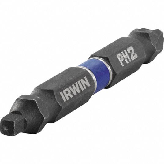 IRWIN 2/2 Phillips, Robertson Square Recess Impact Power Bit, 1/4 in