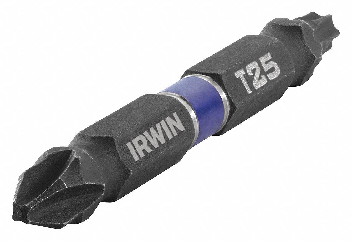 IRWIN PH2/TX25, Phillips, Torx(R), Power Bit, 1/4 in Hex Shank Size, PK