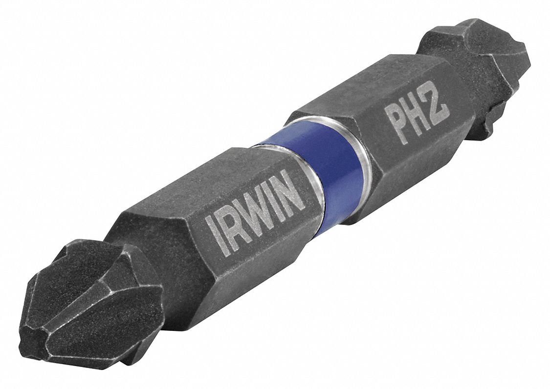 IRWIN PH2, Phillips, Power Bit, 1/4 in Hex Shank Size, PK 2 55EW33