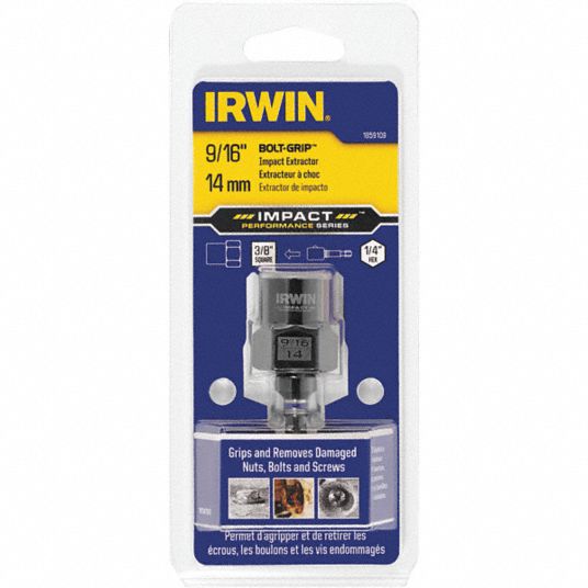 IRWIN, Reverse Spiral Flute Bolt Extractor, For 9/16" Bolt Size, Bolt