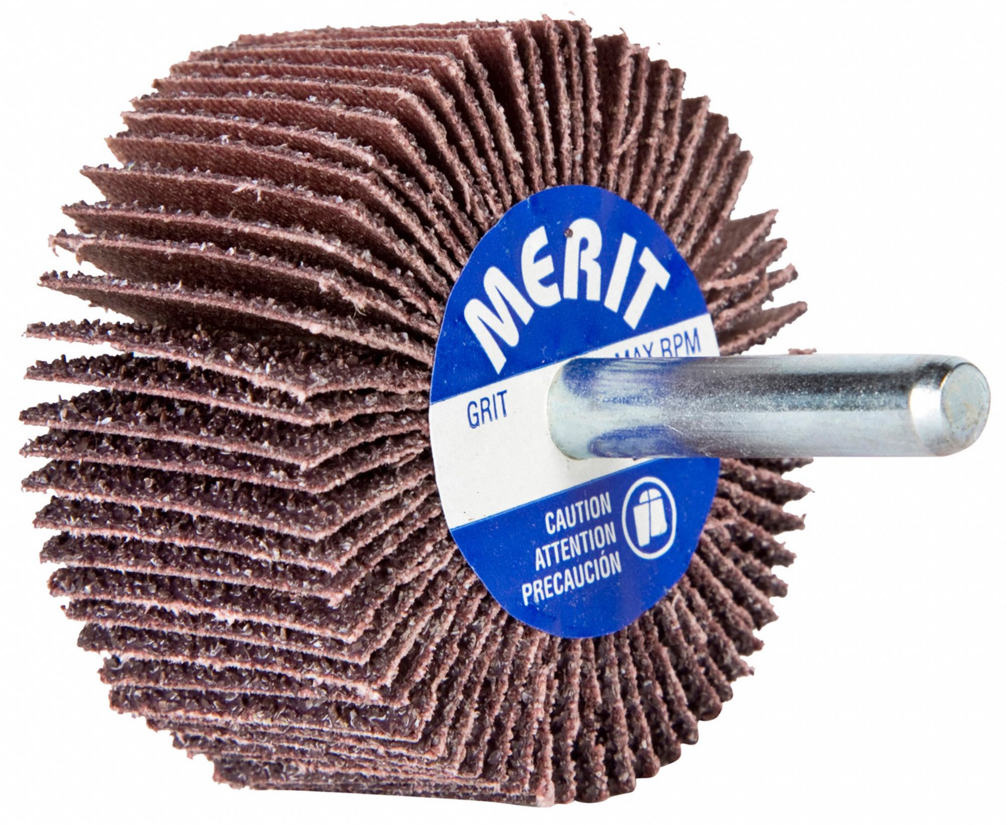 MERIT Coated, Straight, Mounted Flap Wheel, Aluminum Oxide, 3 in