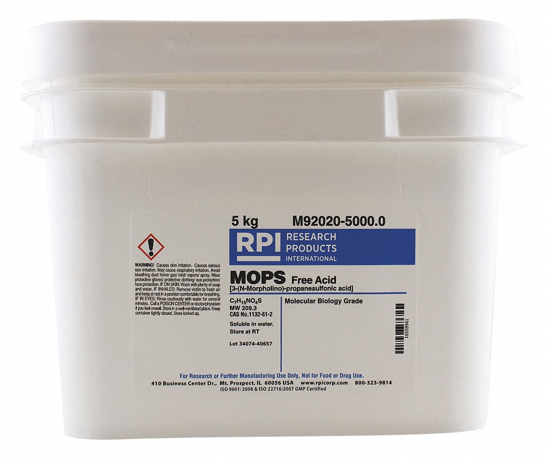 RPI MOPS Free Acid M92020, 1132612, 209.3, C7H15NO4S, 5 kg Chemical