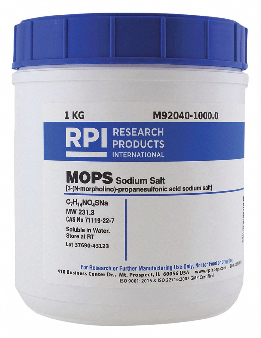 RPI MOPS Sodium Salt M92040, 1119227, 231.3, C7H14NO4SNa, 1 kg