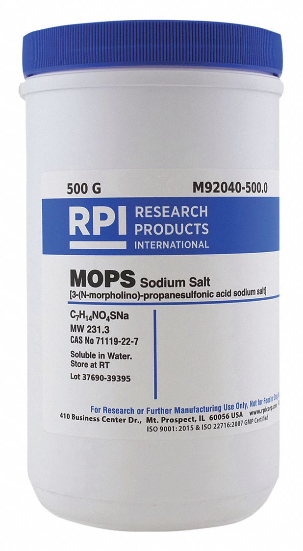 RPI MOPS Sodium Salt M92040, 1119227, 231.3, C7H14NO4SNa, 500 g