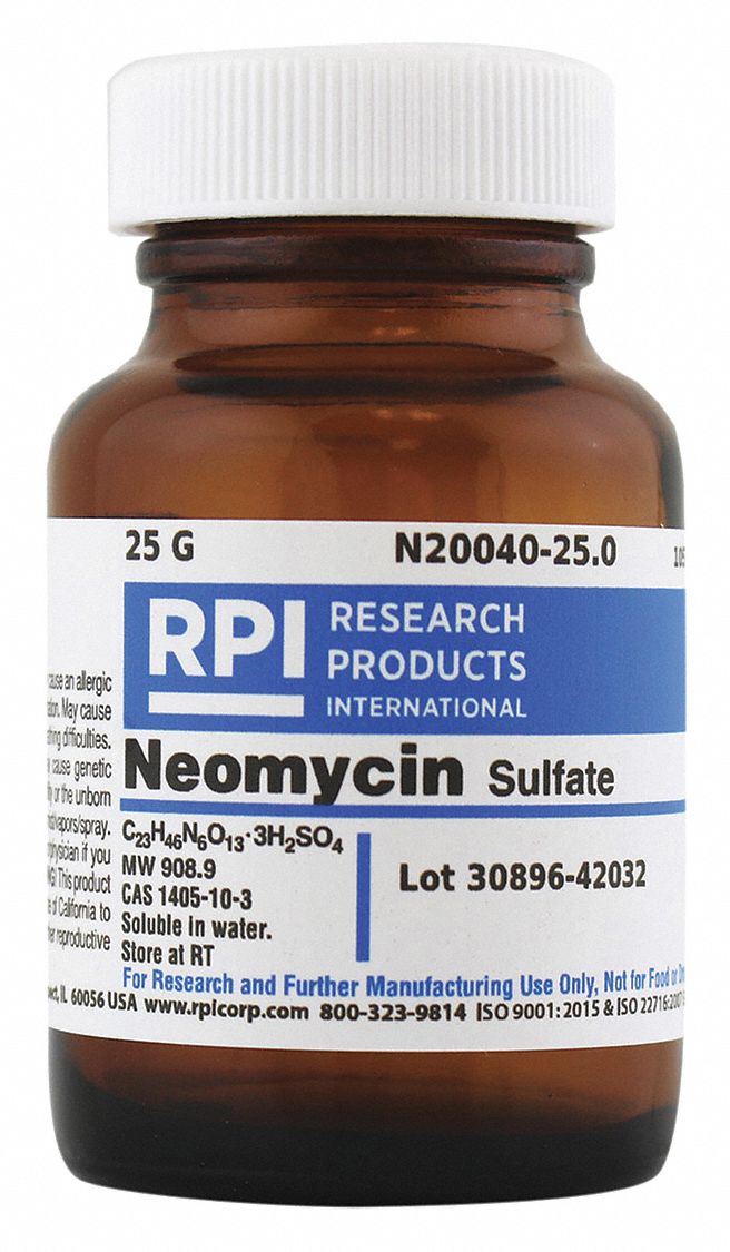 RPI Neomycin Sulfate, 25 g Powder - 30TZ65|N20040-25.0 - Grainger