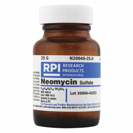 RPI Neomycin Sulfate, 25 g Powder - 30TZ65|N20040-25.0 - Grainger